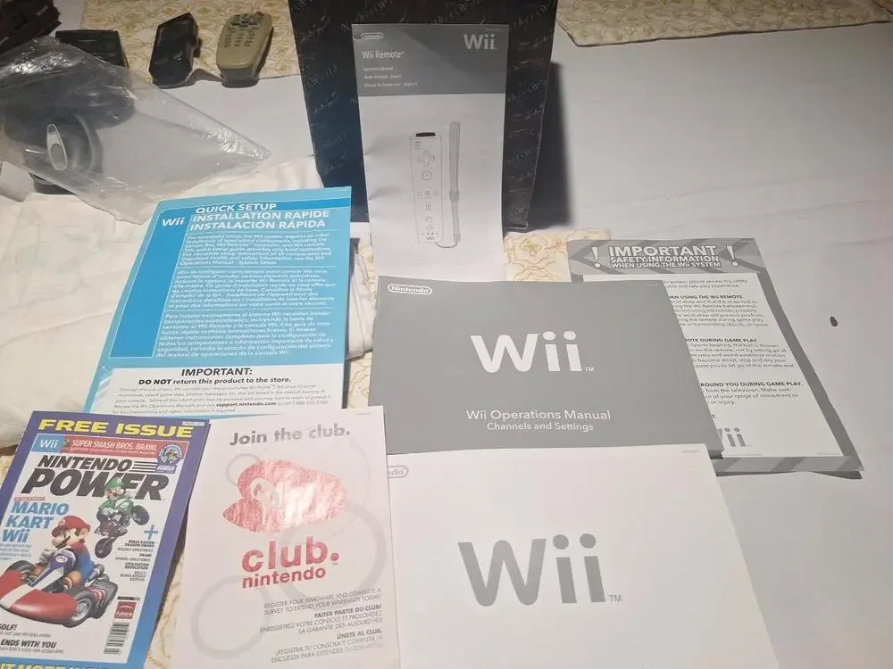 Nintendo Wii Manuals Inserts Lot System Setup Club Nintendo Power RVL-001 OEM